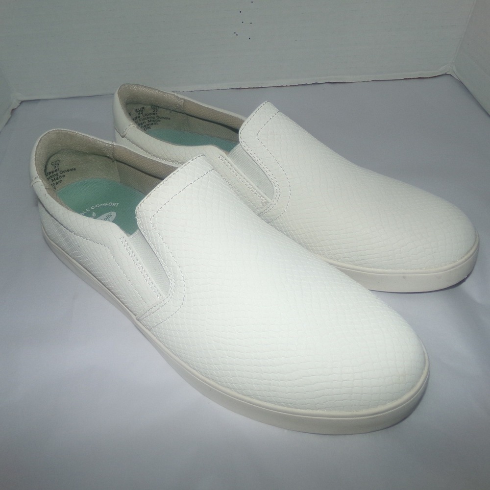 Dr. Scholls Madison White Snakeskin Slip On Sneakers Womens 11 Shoes